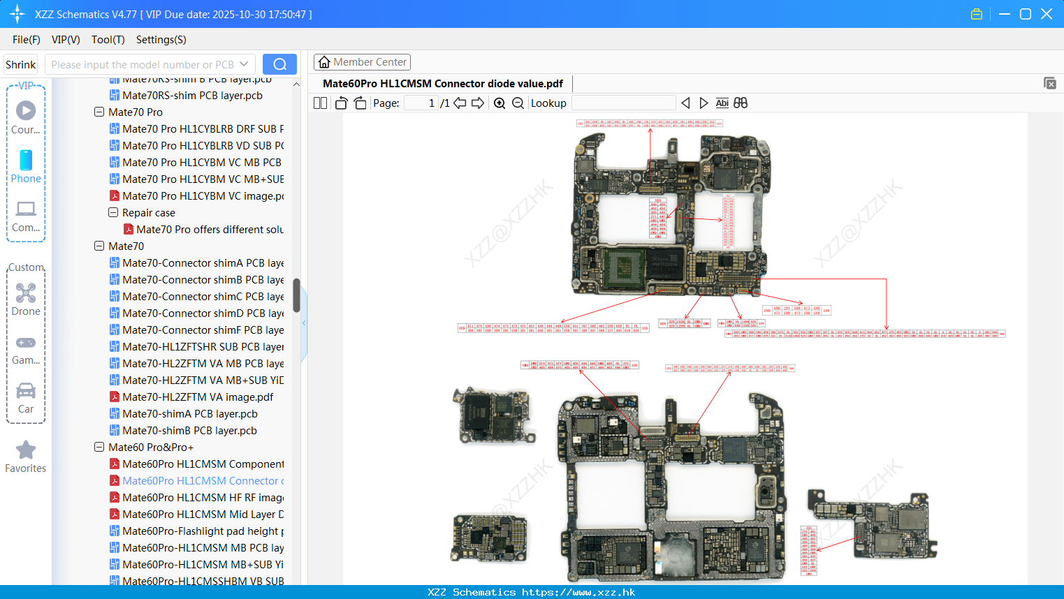 Huawei Mate60Pro HL1CMSM Connector Diode Value